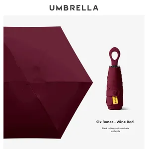 Mini Iron Tube Manual Three-folding <b>Sunscreen</b> Umbrella Foldable Compact Portable Ring Handle Travel Sunny Rainy Umbrella - Product Image 6