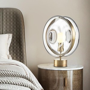 Lámpara de mesa de cristal artístico E27 con interruptor LED, accesorio de iluminación decorativo para dormitorio y estudio - Product Image 3