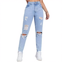 Vente chaude : Pantalons en jean pour femmes, mode, vente en gros, haute qualité, sur mesure, skinny, taille mi-haute, style streetwear, pantalon crayon, jeans délavés