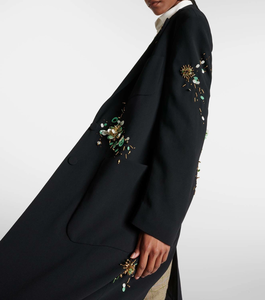 เสื้อเบลเซอร์ขนสัตว์ลูกปัดสำหรับผู้หญิงเสื้อโค้ทตัวยาวกระดุมเม็ดเดียวสำหรับฤดูหนาว - Product Image 3