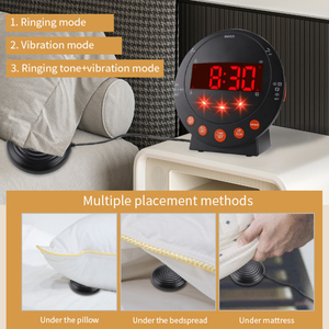 Hiện đại kỹ thuật số Đồng hồ bàn với giường Shaker nhấp nháy ánh sáng không dây chuông cửa nặng ngủ báo động cho người khiếm thính - Product Image 3