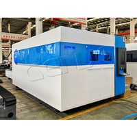 Machine de découpe laser fibre CNC à 4 axes, refroidie par eau, haute vitesse, 3015, 3000W, haute productivité, pour tôles et acier inoxydable, modèle fermé