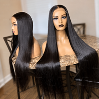 Perruque sans colle Wear Go, cheveux humains vierges vietnamiens, pré-coupée, avec closure HD 9x6, 200% de densité, lisse et dégradée