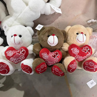 Ours en peluche mignon en forme de cœur de 30 cm, cadeau d'anniversaire pour petite amie, blanc, brun foncé, brun clair