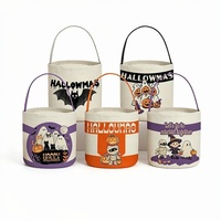 Sac en toile à motif de dessin animé pour Halloween, sac de bonbons ou de farces réutilisable, portable, pour cadeaux de fête, emballage vide, vente en gros