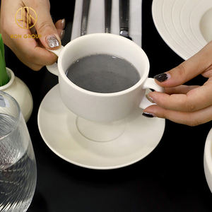 Taza de Café de Cerámica Blanca con Logotipo Personalizado para Té de la Tarde, <span class=keywords><strong>Latte</strong></span>, Espresso, con 2 Asas, para Uso en Cafeterías, Hoteles y Restaurantes - Product Image 6