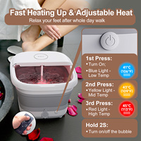 Bain de pieds Shiatsu pour massage des tissus profonds, vapeur, bulles, thérapie par lumière rouge, pliable, télécommande sans fil