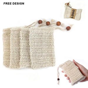 Sac à Savon Personnalisé avec Logo, Doux, Réutilisable, Écologique, Biodégradable, Biologique, Naturel, Exfoliant, en Maille de Sisal avec Cordon de Serrage pour le Bain et le Corps - Product Image 1
