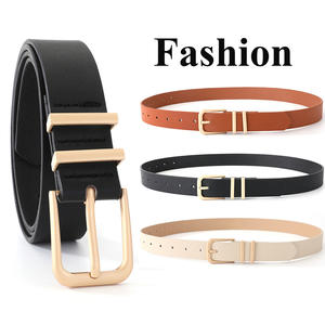 Cinturón <span class=keywords><strong>de</strong></span> Cuero Sólido <span class=keywords><strong>de</strong></span> 2.8cm <span class=keywords><strong>de</strong></span> Ancho con Hebilla Dorada para Jeans y Pantalones - Product Image 2