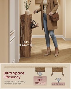 <span class=keywords><strong>Meuble</strong></span> de rangement <span class=keywords><strong>à</strong></span> <span class=keywords><strong>chaussures</strong></span> rustique en panneaux de bois avec crochets et étagère ouverte, écologique, pour entrée, couloir, buanderie et organisation domestique - Product Image 3