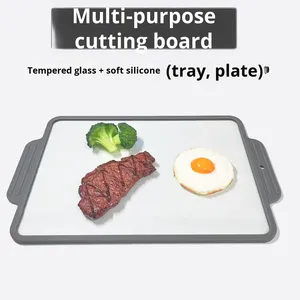 Tabla de cortar de vidrio templado multiusos bandeja anticorte resistente a los arañazos fácil de limpiar sin molde plato de cena bloque de cortar <span class=keywords><strong>queso</strong></span> - Product Image 5