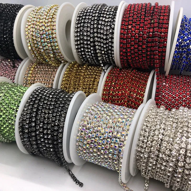 Neue Mode Glas Kristall Strass Ohrringe Kette Nähen Auf Trimmen Schließen Cup Strass Ketten Für Schuhe Stiefel Dekoration