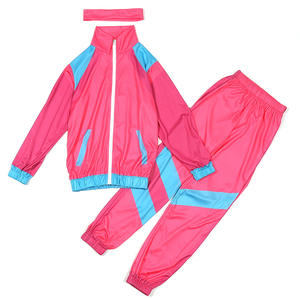 Tuta Sportiva Anni '80 per Ragazzi e Ragazze, Costume Hip Hop, Set Top e Pantaloni, Outfit Retrò Disco, Abbigliamento Sportivo Blu Rosa, Uniforme da Baseball - Product Image 5