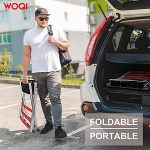 Chaise pliante de camping WOQI en aluminium, tissu Oxford rouge, siège portable d'extérieur pour jardin avec dossier - Product Image 1