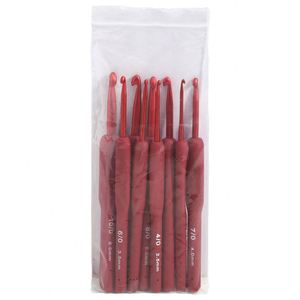 New Knitting Tool Tpr Silica Gel Red Handle Glue Aluminum <b>Crochet</b> Complete Set of 9 - Product Image 6