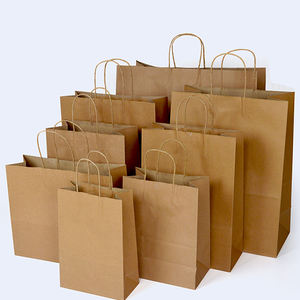 Sacs de courses en papier kraft brun de haute qualité, personnalisés en usine, avec des matériaux recyclés, adaptés aux aliments, avec votre propre logo - Product Image 1