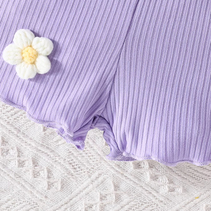 Conjunto Deportivo de Dos Piezas para Niñas, Estilo Casual, Verano, Top Sólido y Pantalones Cortos, Transpirable, Suave, Poliéster/Algodón - Product Image 6