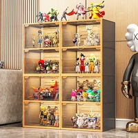 Grande vitrine d'exposition en acrylique moderne, portable, anti-poussière, étanche, multi-couches, pour figurines de collection, avec couvercle transparent