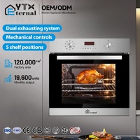 Four encastrable électrique professionnel avec panneau en verre noir, émail, pour cuisson de pizzas, 66L 71L, contrôle mécanique par minuterie