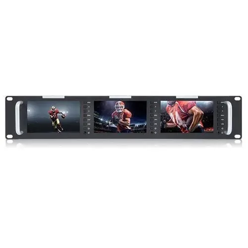 Feelworld T51 Triple 2RU 800X480 Broadcast Lcd Rack Mount Monitor Triple Schermen Voor Dslr Met 3G-SDI Hdm Av input En Output