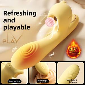 Giallo vibratore a temperatura costante di riscaldamento per adulti Sex Toy USB <span class=keywords><strong>Dragon</strong></span> prendere in giro succhiare la masturbazione femminile - Product Image 4