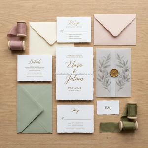 Suite di Inviti Matrimoniali di Lusso in Carta di Cotone Ultra Spessa Bianca con Bordo Frastagliato a Mano, Sigillo in Cera, RSVP e Stampa Personalizzata Letterpress - Product Image 3