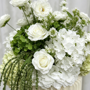 Elegant White & Light Green <b>Hydrangea</b> Pillar Set Handmade Floral Columns for Bridal Shower & Venue Styling - Product Image 2
