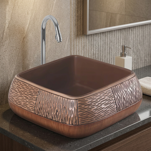 Lavabo ovale en porcelaine, design marbre, de bonne qualité, en céramique, pour salle de bain, à poser sur comptoir, lavabo d'angle pour se laver les mains. - Product Image 3