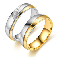 Ensemble de bagues de fiançailles et de mariage classiques en acier inoxydable de haute qualité, pas cher, avec incrustation de cœur, bijoux de mode pour couple