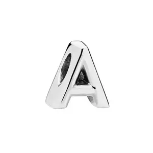 Abalorio del alfabeto con letra inicial de Plata de Ley 925 para pulsera y collar de mujer