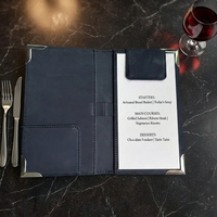 Porte-menu en cuir PU, porte-menu imperméable avec logo personnalisé pour l'hôtellerie et la restauration