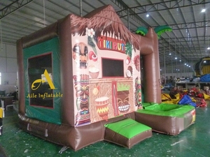 Château gonflable de palmier gonflable combiné de <span class=keywords><strong>cabane</strong></span> de Tiki d'arrière-cour avec la maison gonflable tropicale de rebond de toboggan - Product Image 5