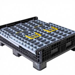 SHUNMEI 1200x1000x800mm Ağır Hizmet Tipi Plastik Euro Palet Katlanır Konteyner Katlanabilir İstiflenebilir Film Kaplı Sağlam Kutu Lojistik - Product Image 3