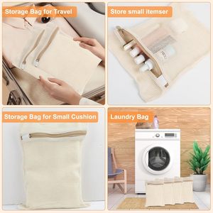 Sacs à linge en coton biologique personnalisés, grands et durables, avec fermetures éclair robustes et maille respirante, pour vêtements délicats - Product Image 2