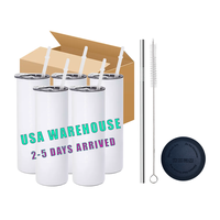 Gobelet droit en acier inoxydable blanc de sublimation de 20oz 30oz avec paille