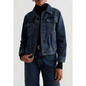 Haute qualité personnalisé femmes 100% coton Denim veste respirant mince col rabattu pour printemps automne Hip-Hop Style OEM - Product Image 1