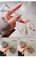 Promotion Lunettes Optiques Unisexe Populaires à Monture Complète Carrée Grande Taille, Anti-Lumière Bleue, Myopie, Couleur Unie, Photochromiques, Tendance et Abordables