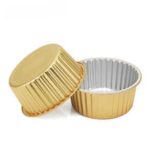 RE3G Conteneur en papier d'aluminium doré à paroi lisse pour la compagnie aérienne Plaques de cuisson rondes en aluminium à usage intensif Plaques en aluminium pour la maison - Product Image 1