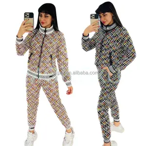 Fall Clothing For Women Luxury Clothing Designer Print Jogging Suits Famous Brand Zip Up Ladies Two Piece Outfits tracksuit Set