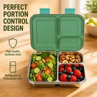 Risheng Niedliche 304 Edelstahl Kinder-Lunchbox 3-Fächer Erhitzbar Auslaufsicher BPA-Frei Kunststoffdeckel Individuelles Logo