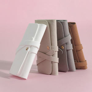 Wholesale Custom Travel Jewelry Bag Storage Organizer for Ring Earring Necklace Foldable Microfiber <strong>Jewellery</strong> <strong>Roll</strong> - Product Image 6