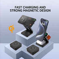 Chargeur sans fil 3-en-1 magnétique pliable, support de chargeur de voyage, compatible avec iPhone, chargeur multifonctionnel, vente chaude