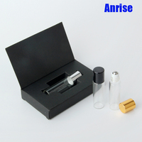 Flacon pulvérisateur en verre pour huiles essentielles 5 ml 10 ml, flacon de parfum noir avec boîte, échantillons, flacon roll-on 10 ml et boîte d'emballage