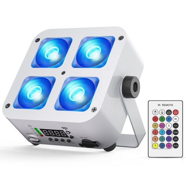 New Wireless Dmx 4*10W RGBWA+UV Rechargeable Led Par Light Wireless Battery Powered Led Uplights for DJ Wedding Stage Event