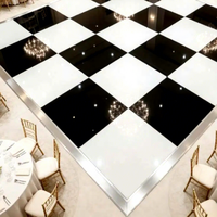 Piso de Baile a Cuadros para Bodas, Baldosas Portátiles para Escenario en Blanco y Negro