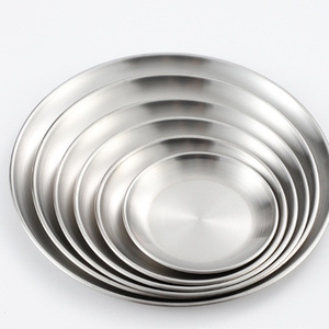 Assiette ronde en acier inoxydable, finition miroir, plateau de service en métal, or argenté, pour restaurant, camping, barbecue, plat de nourriture - Product Image 3