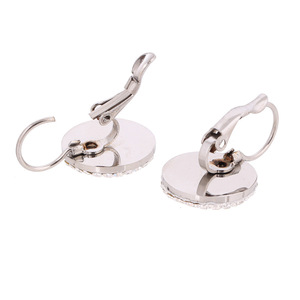<b>Stud</b> <b>Earrings</b> 12mm Round Micro Insert White Black And White Diamonds Stainless Steel Everyday Wear - Product Image 3