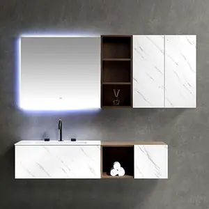 Led Lighted Vanity Bathroom Mirror Wall Mounted Sliding Bathroom Mirror Cabinet Hotel Furniture Vanity