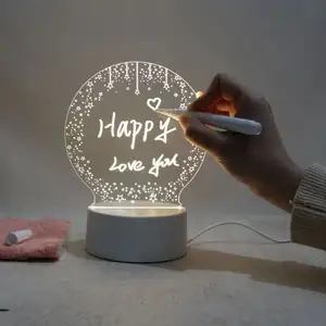 Tablero de mensajes Lámpara Marcadores borrables Tablero de luz reescribible para escritorio Niños Dormitorio Dormir Led Luz de noche Decoración de la habitación