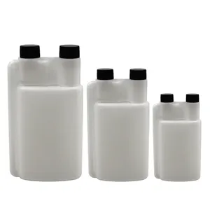 Essential Oil Container 250 ml 500 ml 1000 ml Dosing Measuring Plastic Two Dual Chamber HDPE Double Twin Neck Bottle